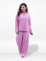 Women's Soild Pyjama Set , Valour Long Sleeve Notch-Collar2-Piece Sleepwear, Soft & Warm Nightwear