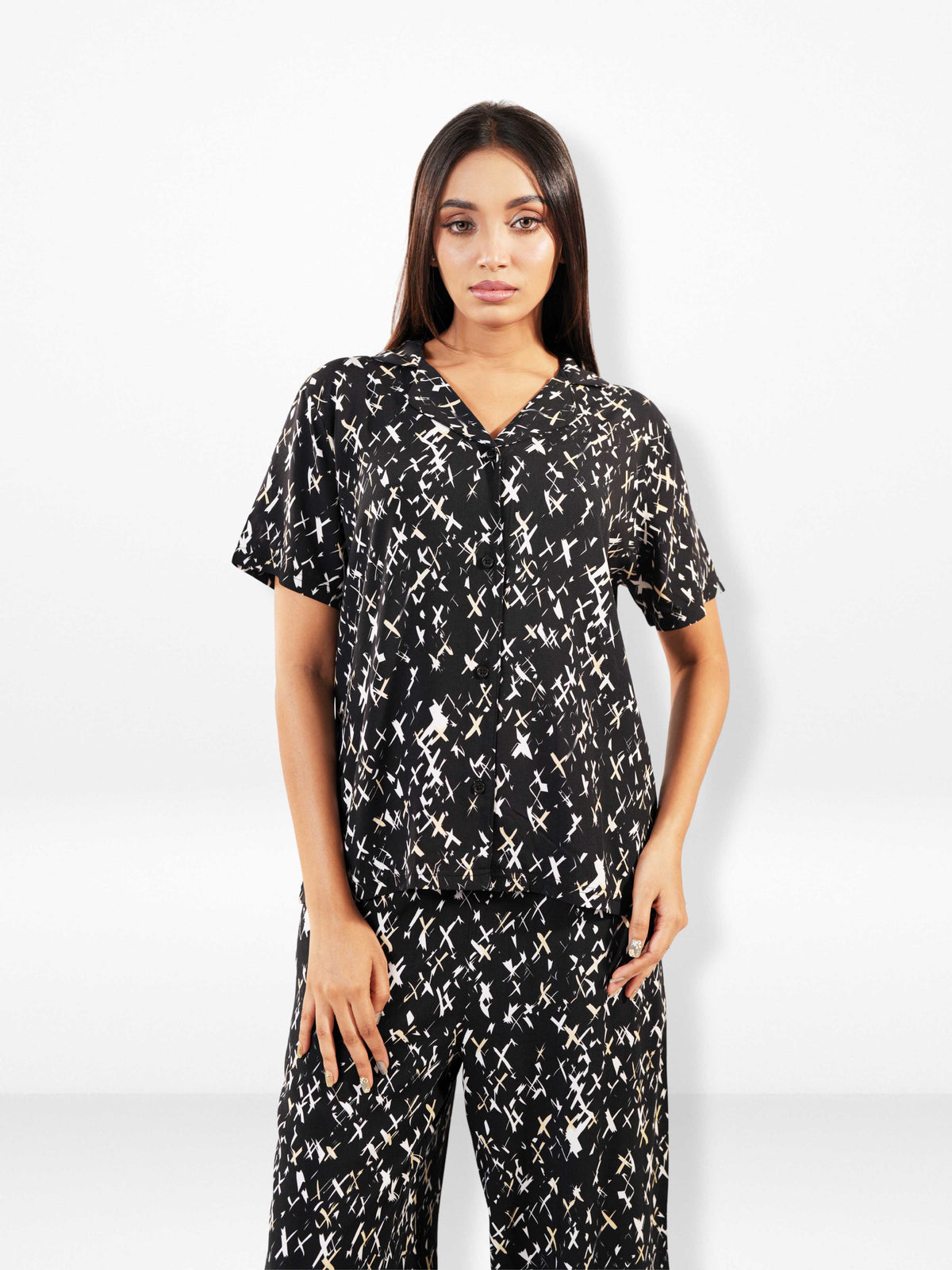 Women's All Over Printed PJ Set – 2 Piece Sleepwear Set | Soft Breathable Nightwear for Women