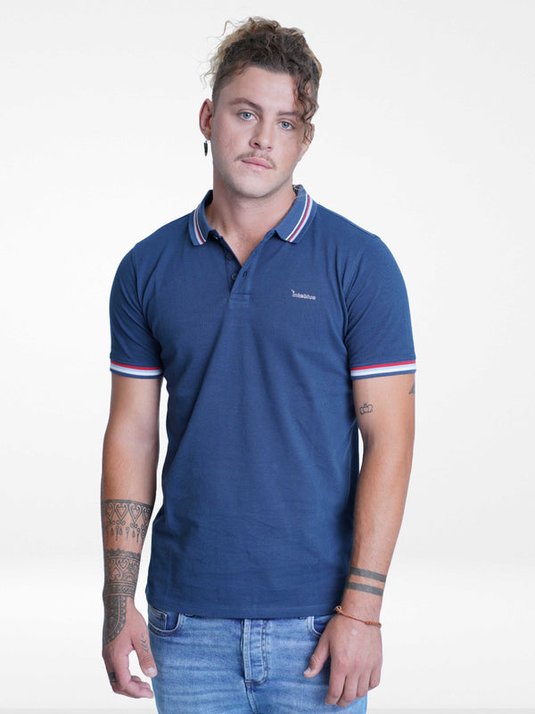 Men Slim-Fit Short-Sleeve Pique Polo Shirt Blue