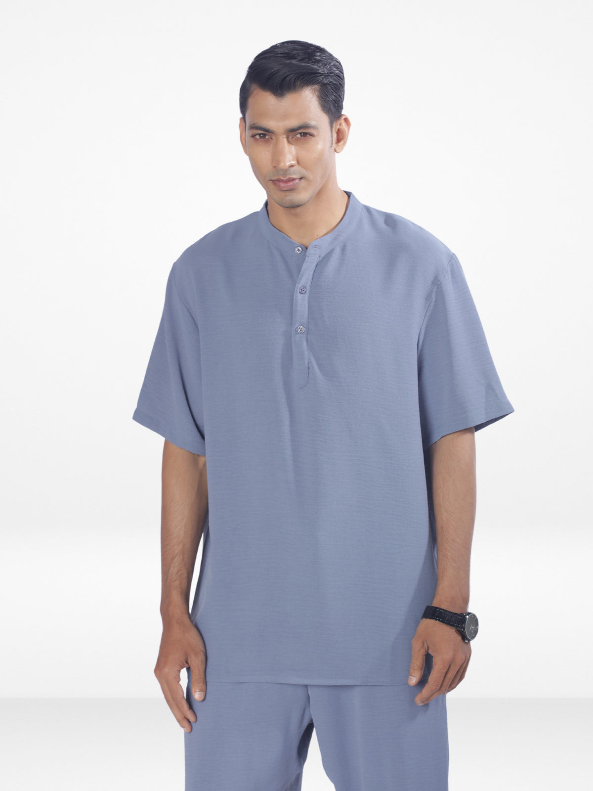 Men's Short Sleeve Shirt & Long Pant Set| Slate Blue