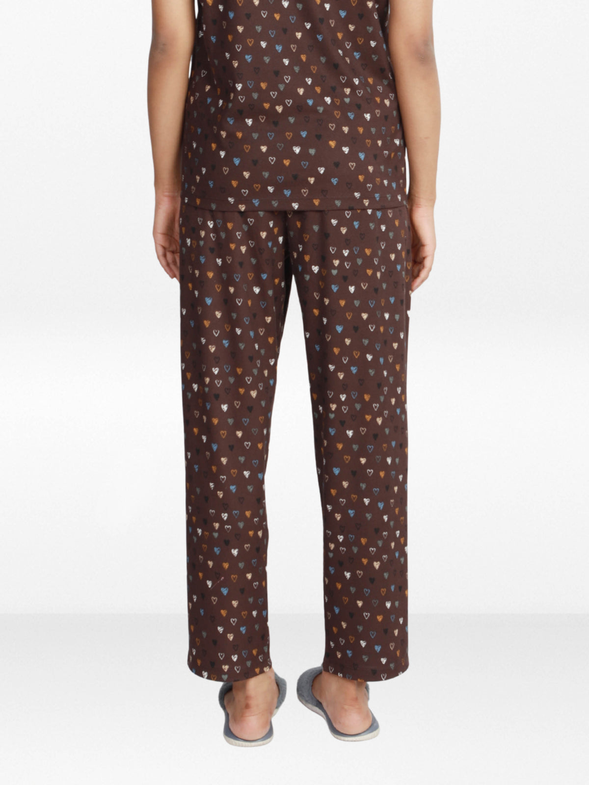 Women’s All Over Printed Lounge Pants | Soft Stretch Yummy Rib Fabric | Drawstring Waist Casual Sleepwear & Pajama Trousers - Coffee