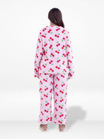 Women’s Cherry Printed Pyjama Set – Long Sleeve Top & Pants, Soft Comfortable Sleepwear, Cozy Winter Loungewear for Women