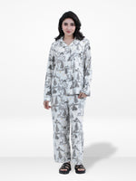 Women's All Over Christmas Tree Printed Pyjama Set – Micro Polar Fleece Long Sleeve 2-Piece Sleepwear, Soft & Warm Nightwear