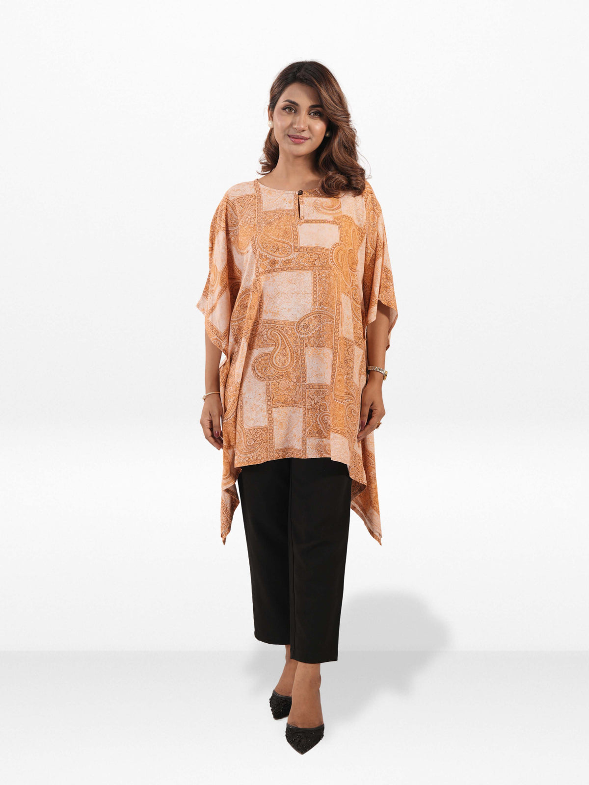 Women’s All Over Print Kaftan Tunic – Flowy Casual Top | Lightweight Summer & Resort Wea