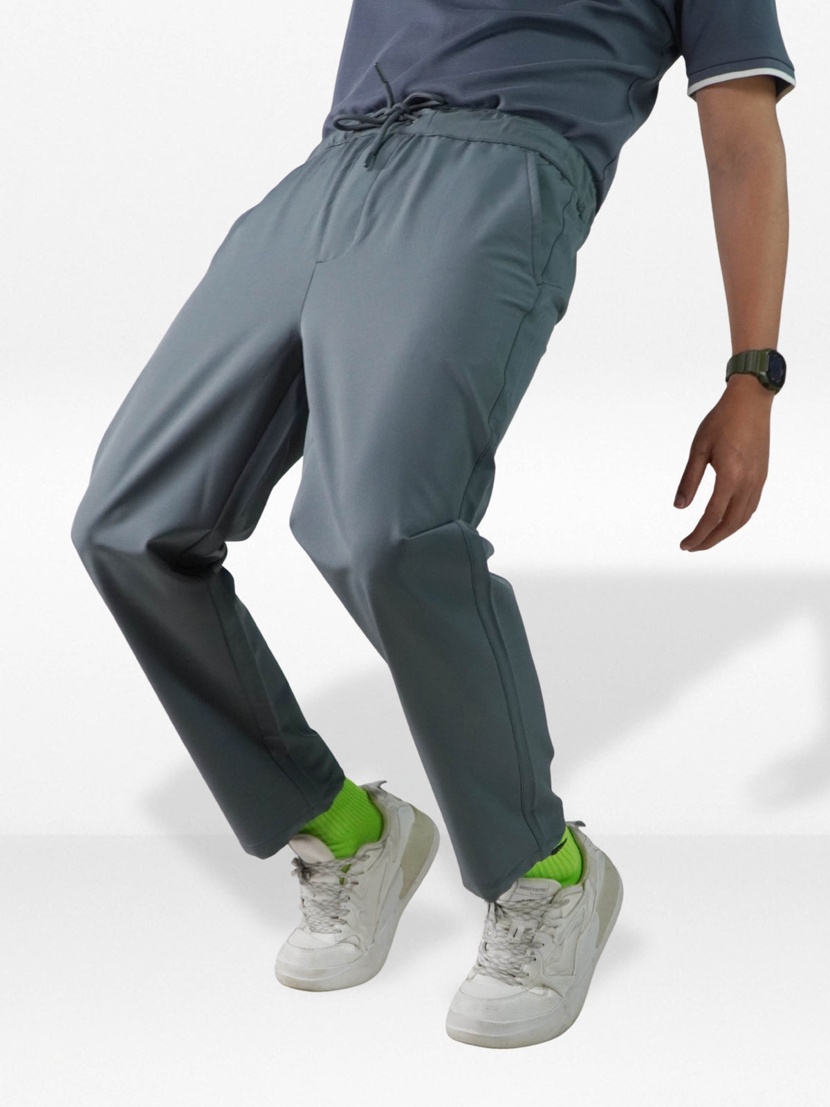 Men’s Relaxed Fit Trousers – Elastic Waist with Drawstring, Casual Pants with Fake Fly & Side Pockets ,Comfortable Everyday Wear (Copy)