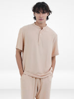 Men's Short Sleeve Shirt & Long Pant Set| Beige