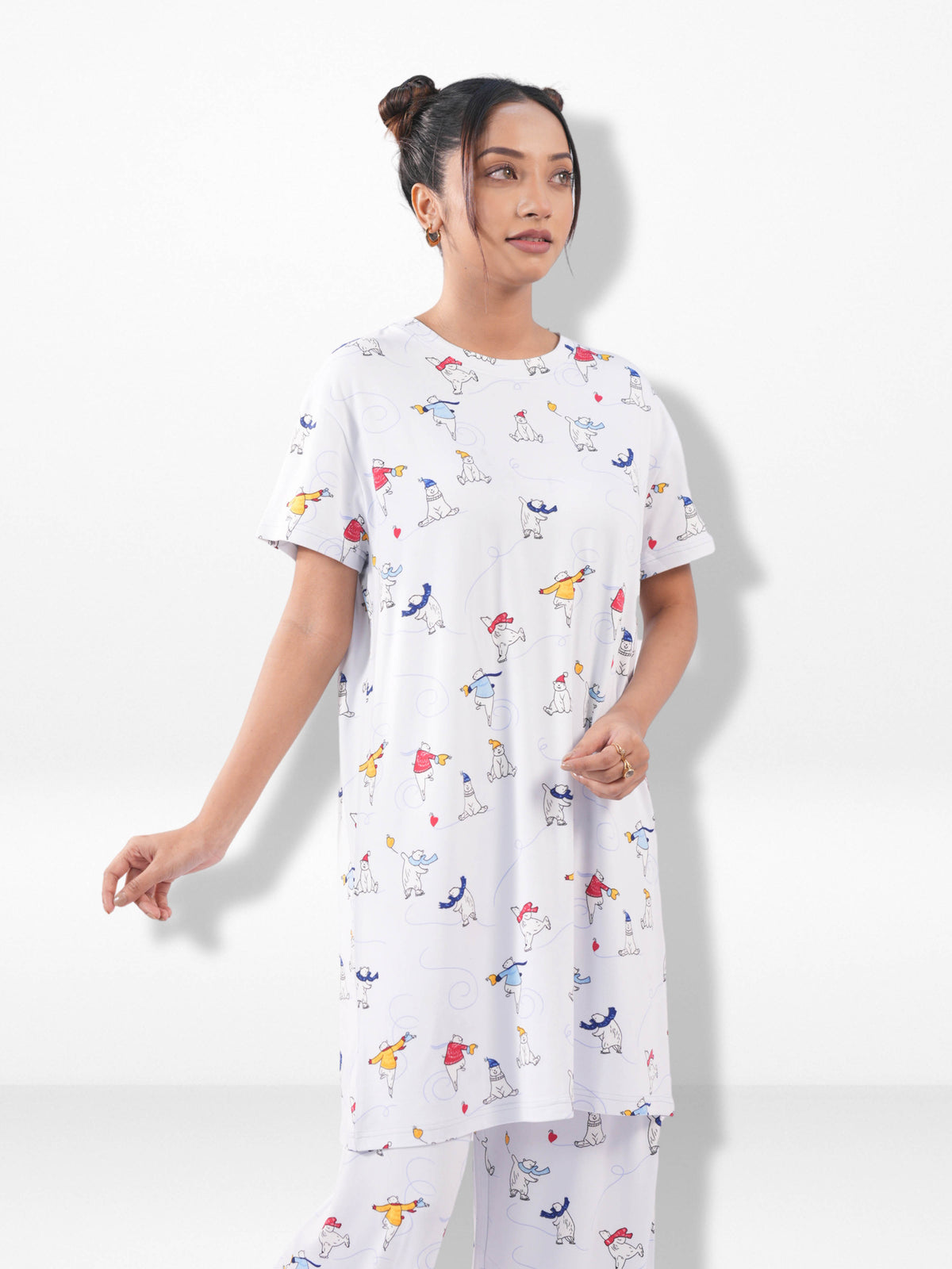 Women’s Long Tunic Top & Pant Set – 2 Piece Pajama & Loungewear Outfit for Women | Soft Comfortable Everyday Wear