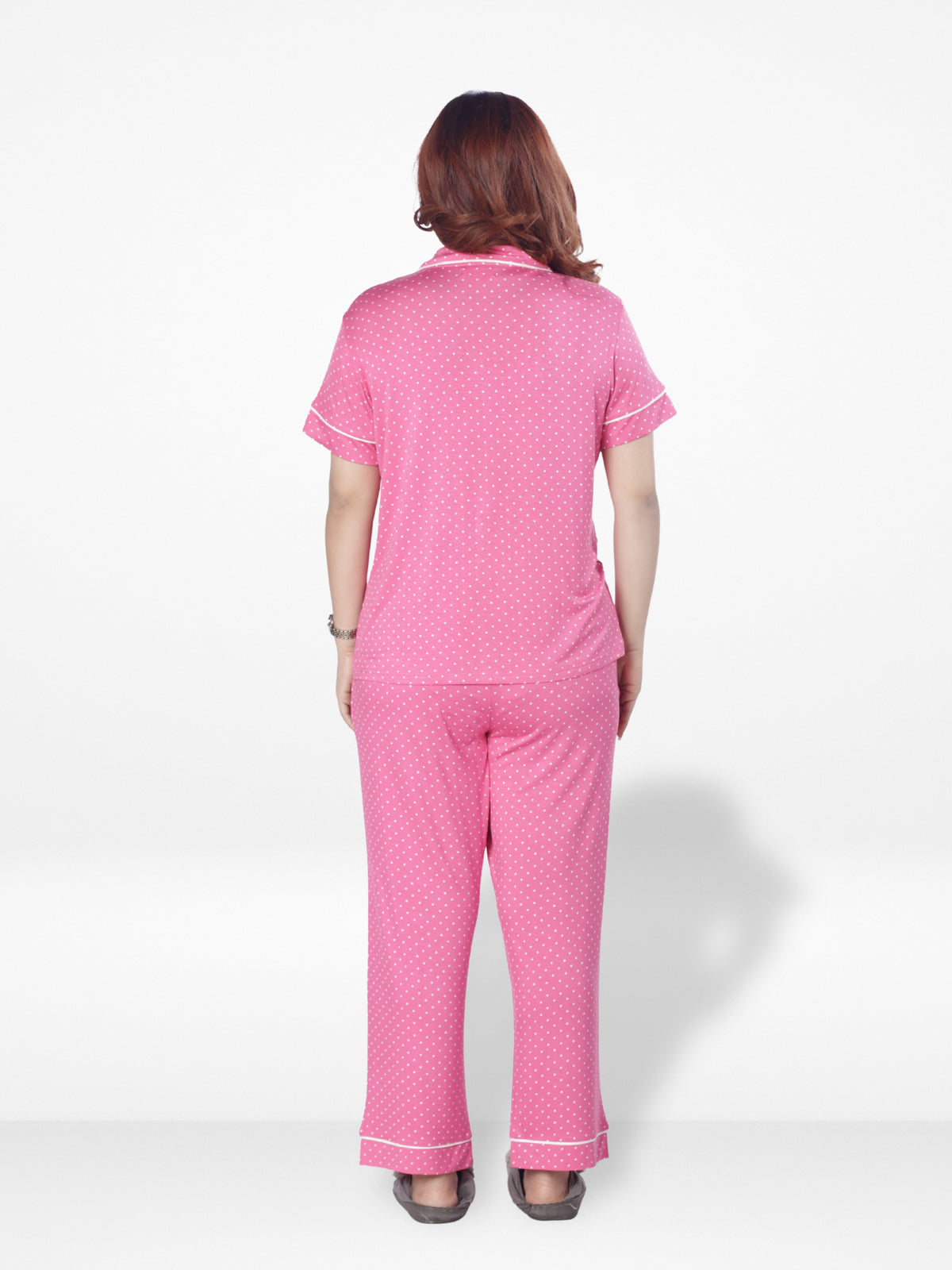 Women Printed Night Suit Set of Shirt & Pyjama, Night wear Dress