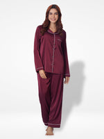 Women's Satin Notch collar & Full Sleeve Sleepwear set |Satin Fabric