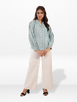 Women’s Floral Printed Lace-trimmed PlacketTops – Lightweight for Office & Everyday Style