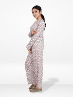 Women’s Henley Sleepwear Set – Long Sleeve Printed Pajama Top & Shorts | Soft Lightweight 2-Piece Nightwear