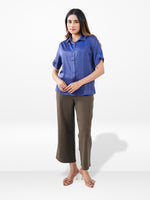 Women’s Short Sleeve Satin Shirt – Spread Collar Button-Down Top | Soft Shiny Formal & Casual Wear