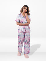 Women’s Short Sleeve Satin Sleepwear Set – Notch Collar 2 Piece Pajama Outfit | Comfy Nightwear, Soft Summer Lounge Set for Women