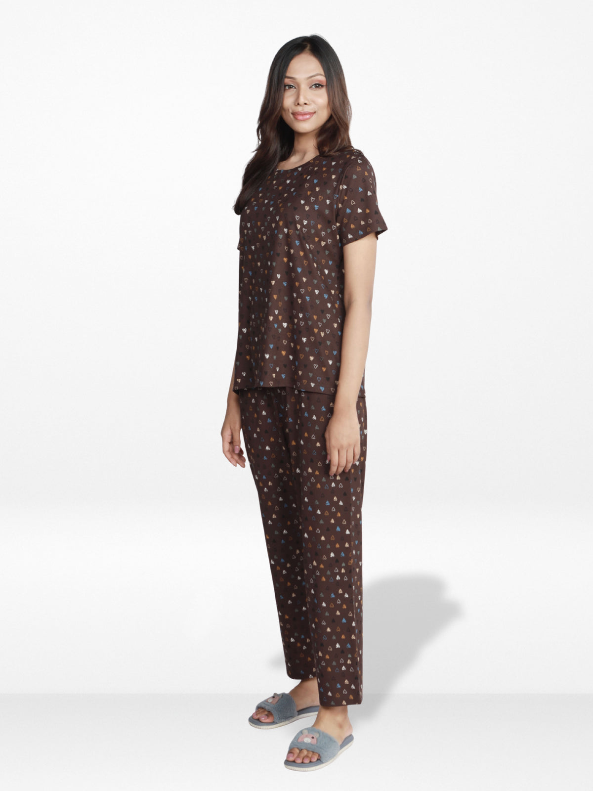 Women’s 2 PieceAll Over Printed Loungewear Set – Short Sleeve Top &amp; Pants | Casual Lounge Outfit, Soft Pajama Set, Summer Sleepwear for Women