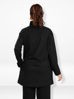 Women’s High Neck Half Zip Pullover Sweatshirt – Long Sleeve | Trendy Relaxed Fit