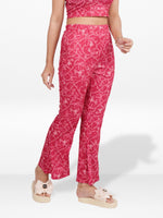 Women’s Printed Palazzo Pants | Wide Leg Lounge Trousers for Women | Soft Stretch Yummy Rib Fabric | Casual & Party Wear Bottoms - Crimson