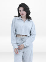 Women’s Long Sleeve Cropped Top Half Zip Pullover Sweatshirt | Trendy Relaxed Fit , Sweatshirt for Casual & Athleisure Wear