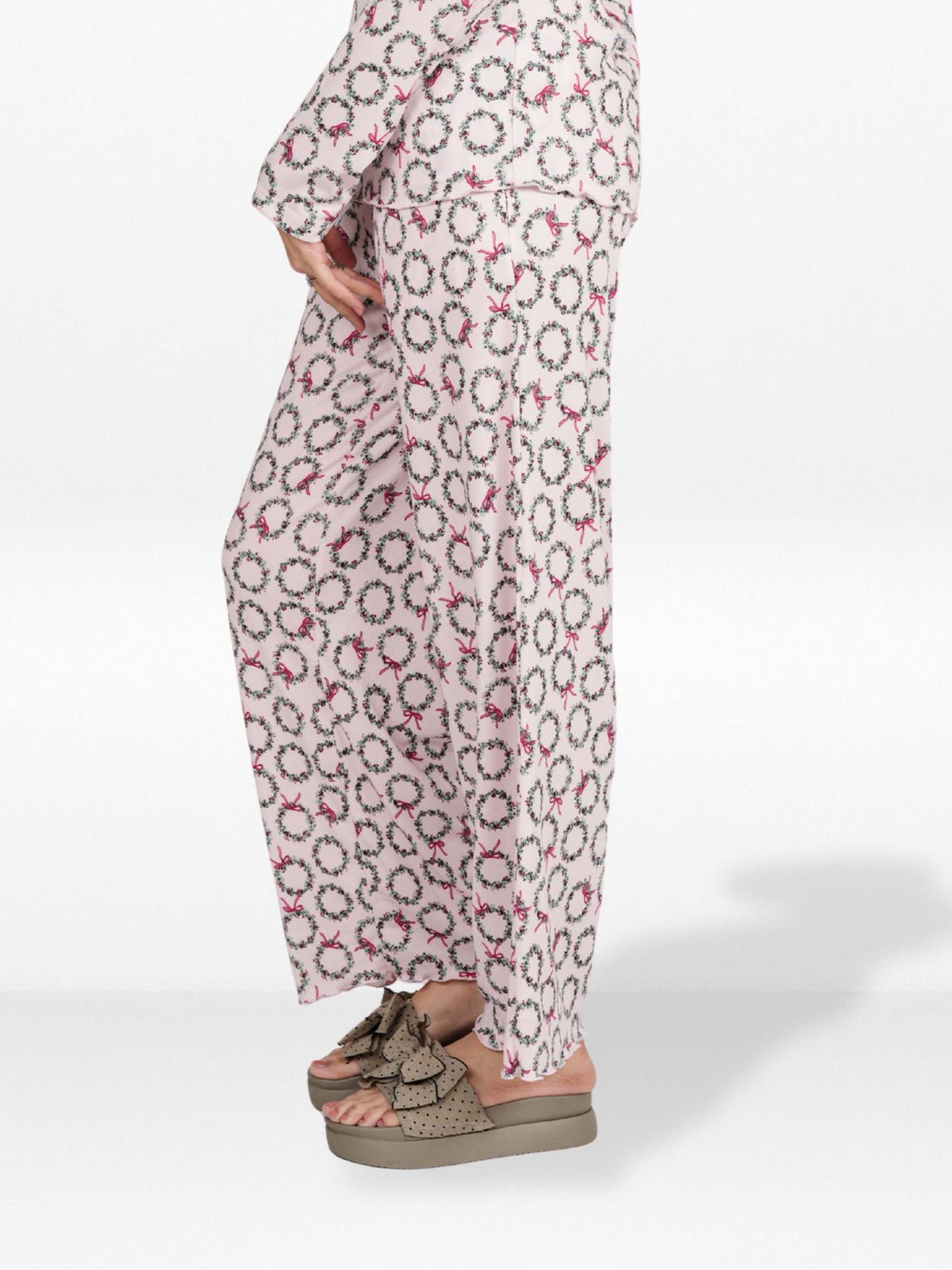Women's Floral Printed Wide Leg Pants – Soft Yummy Rib Casual Trousers