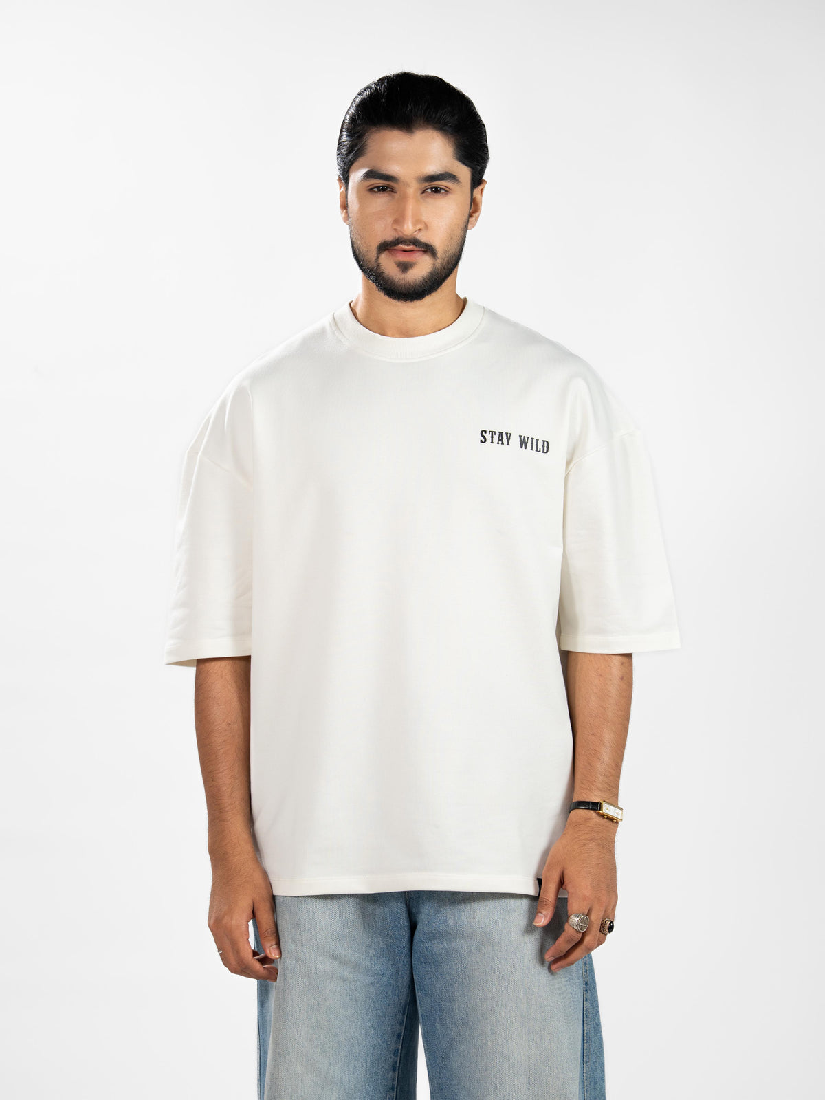 Men’s Oversized Drop Shoulder Graphic T-Shirt – Short Sleeve Crew Neck Tee | Casual Streetwear Top with Front & Back Print