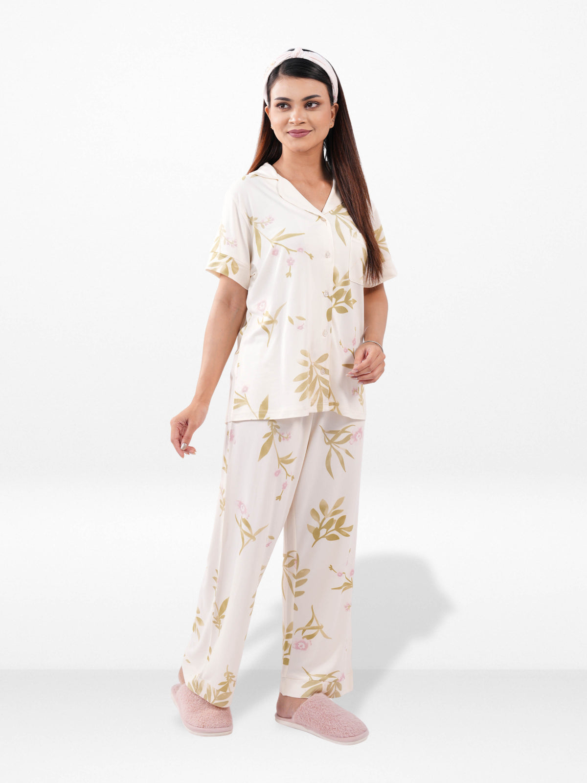 Women’s Printed Night Suit Set – Shirt & Pyjama | Soft Nightwear Dress, 2 Piece Sleepwear for Women, Comfortable Loungewear