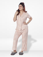 Women Printed Night Suit Set of Shirt & Pyjama, Night wear Dress