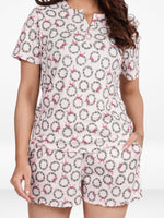 Women's Henley Short SleevePajama Sets- Shirt and Shorts 2 Piece Summer Outfits Lounge Sets