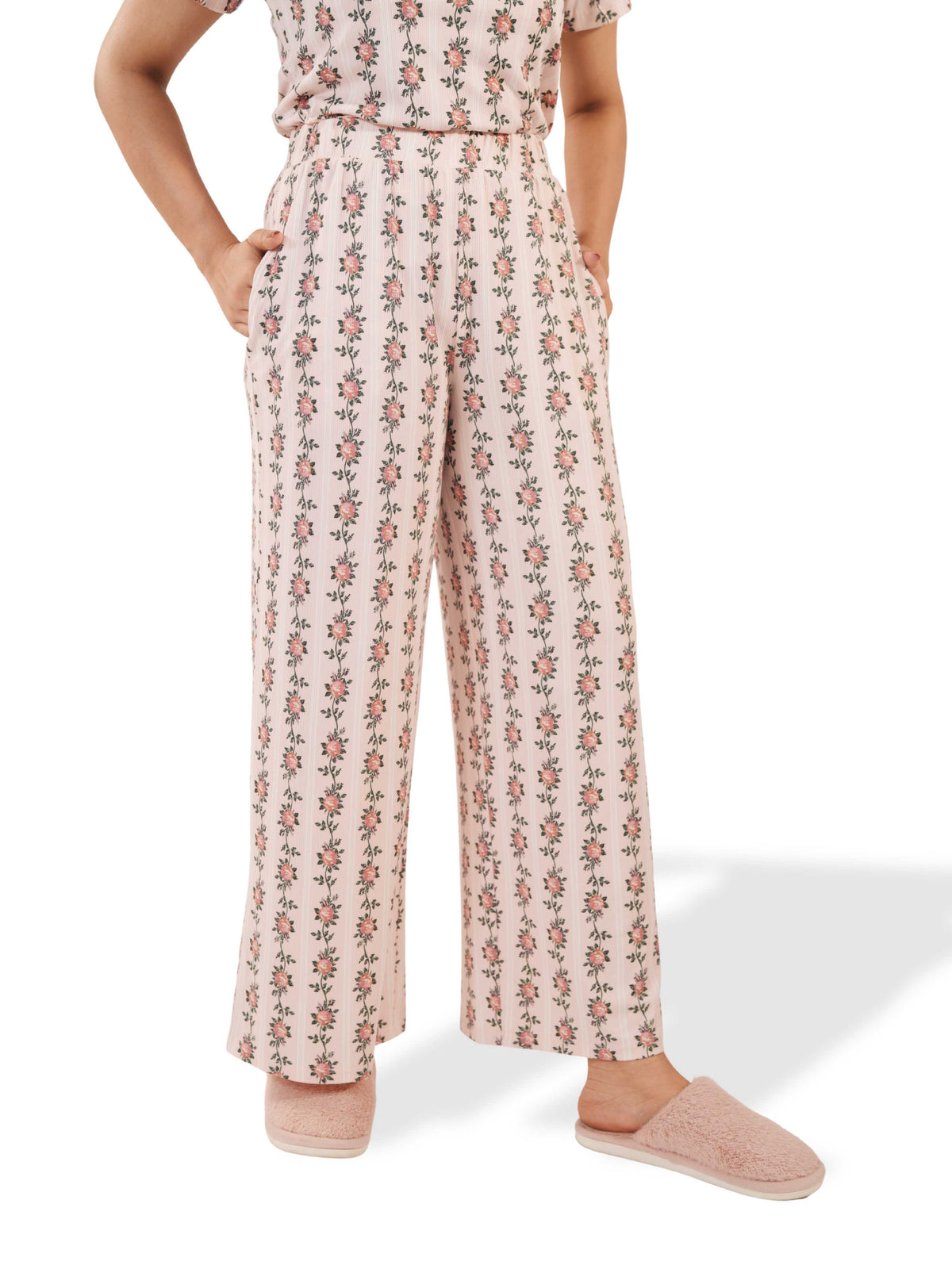 Women's Casual Pants Trendy Loose Trousers High Waist Wide Leg Cropped Palazzo with Pockets