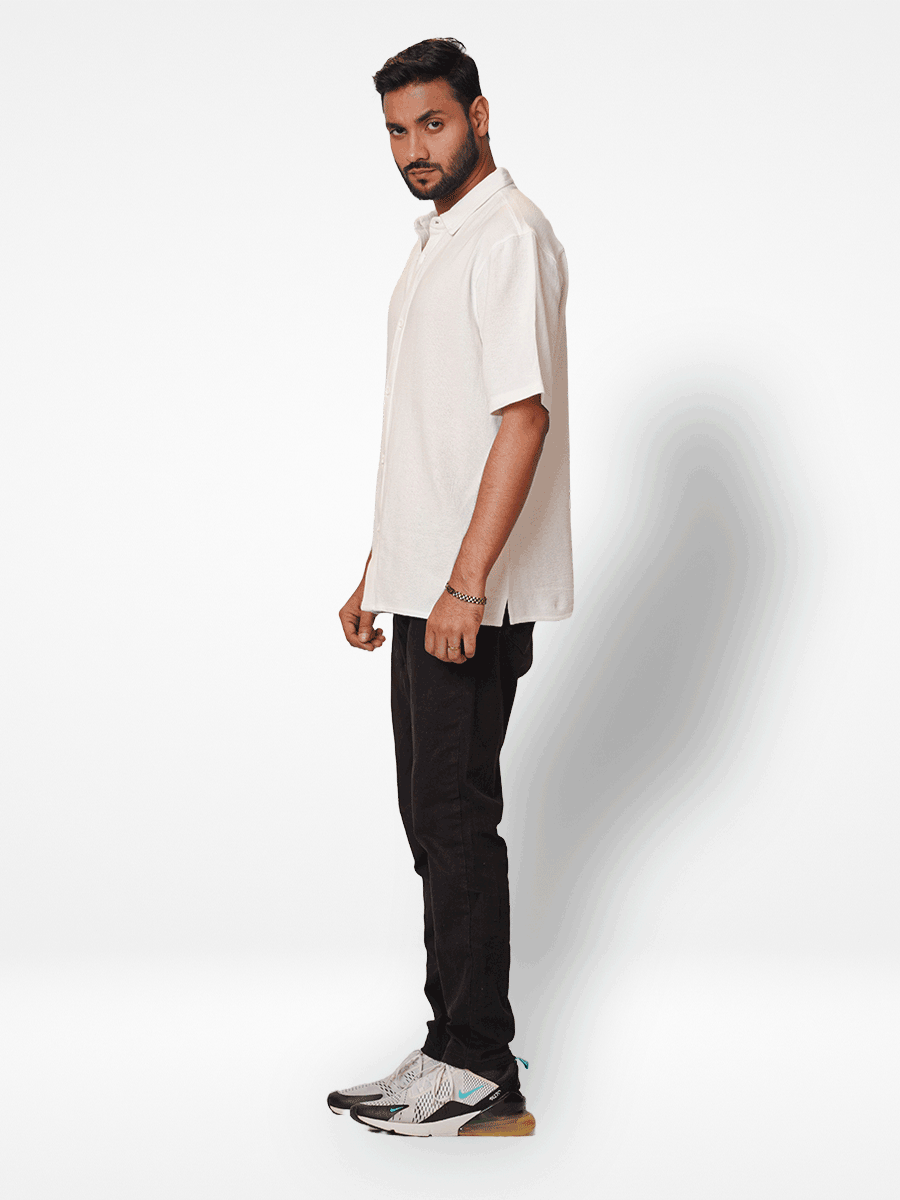 Men's Relaxed-Fit Half-Sleeve Casual Shirt White
