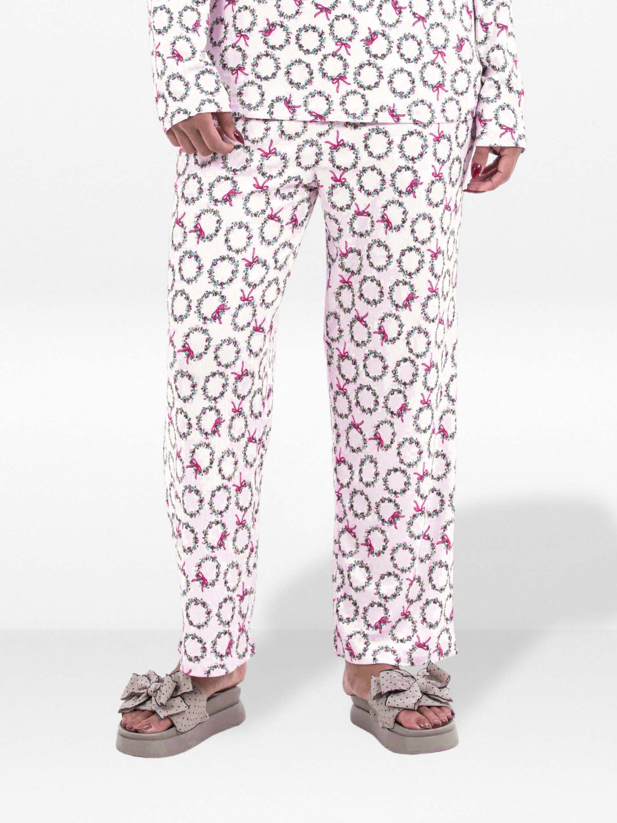 Women’s Printed Pajama Pants | Soft & Stretchy Sleepwear Trousers | Elastic Waist Lounge Pants | Yummy Rib Fabric - Blushing Bride