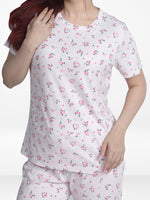 Women’s 2 Piece All Over Printed Loungewear Set – Short Sleeve Top & Pants | Casual Lounge Outfit, Soft Pajama Set, Summer Sleepwear for Women