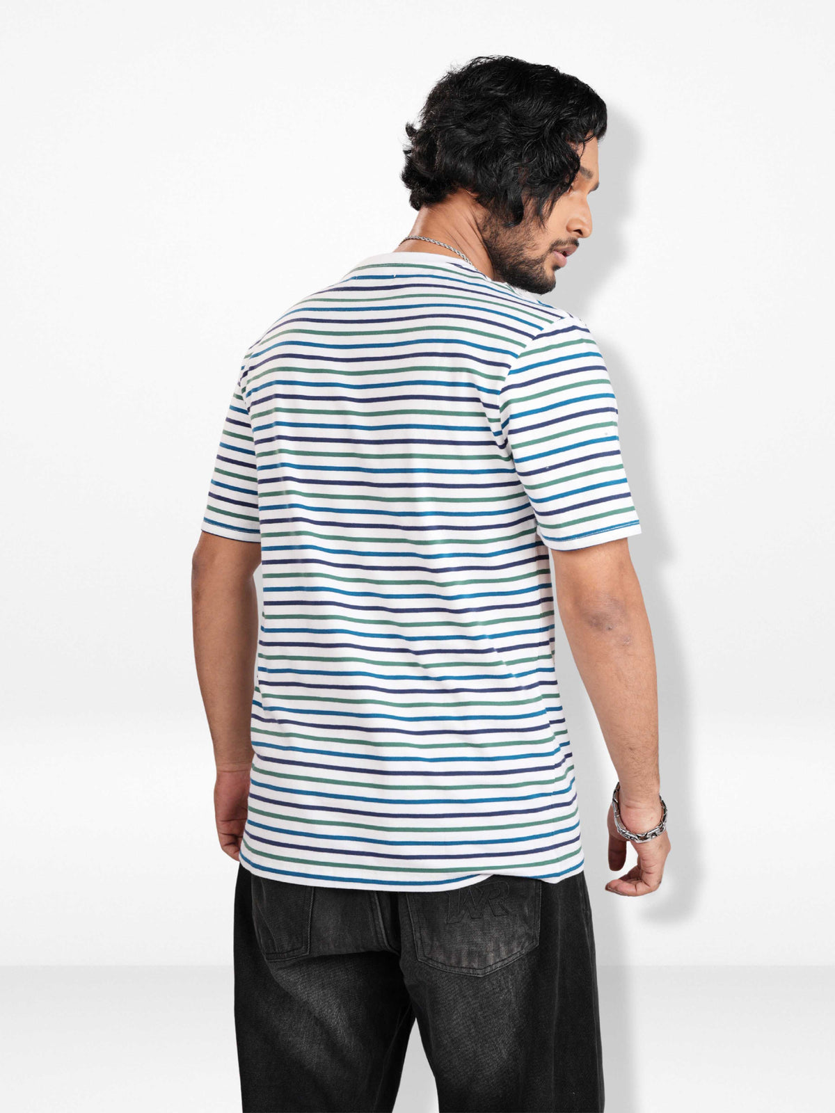 Men’s Striped Henley Neck T-Shirt – Regular Fit Short Sleeve Tee | Soft Stretch Casual Wear