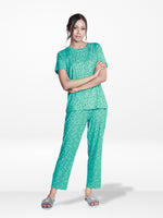 Women’s 2 Piece All Over Printed Loungewear Set – Short Sleeve Top &amp; Pants | Casual Lounge Outfit, Soft Pajama Set, Summer Sleepwear for Women