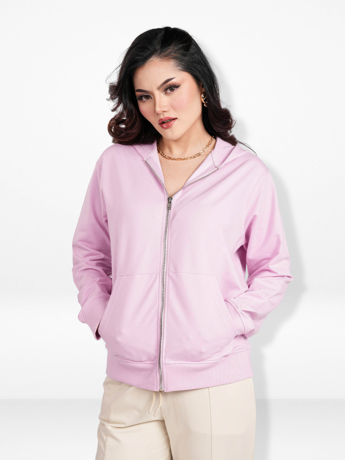 Women’s Full Zip Hoodie – Solid Color Hooded|Casual Zip-Up Hoodies for Everyday Wear