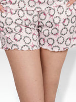 Women’s Pajama Shorts | Printed Sleepwear Shorts | Soft Stretch Yummy Rib Fabric | Elastic Waist Lounge Shorts for Women - Blushing Bride