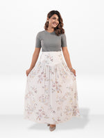Women’s All Over Printed Maxi Skirt – Summer Pleated High Waist Casual Long Skirt