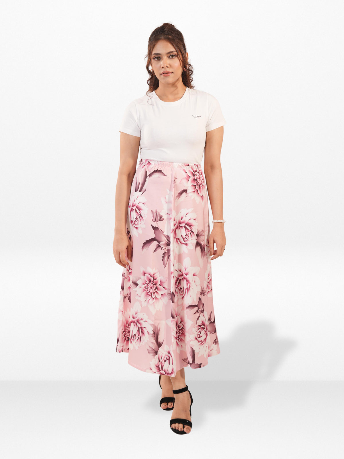 Women’s All Over Printed Maxi Skirt – Summer Pleated High Waist Casual Long Skirt