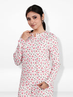 Women's Henley Long Sleeve Printed Top – Soft &amp; Stretchy Rib Knit Casual T-Shirt