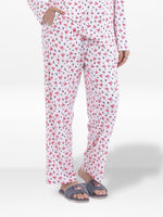 Women’s Printed Pajama Pants | Soft & Stretchy Sleepwear Trousers | Elastic Waist Lounge Pants | Yummy Rib Fabric - Egret