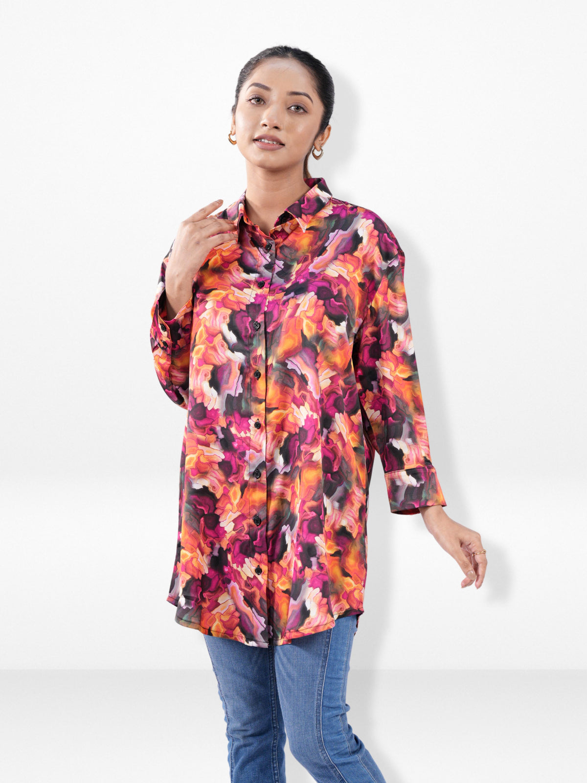 Women’s Floral All Over Printed Shirt – Long Sleeve Casual Blouse for Everyday & Office Wear