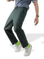 Men’s Relaxed Fit Trousers – Elastic Waist with Drawstring, Casual Pants with Fake Fly & Side Pockets ,Comfortable Everyday Wear