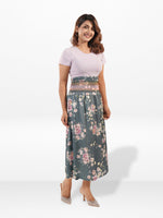 Women’s All Over Printed Maxi Skirt – Summer Pleated High Waist Casual Long Skirt