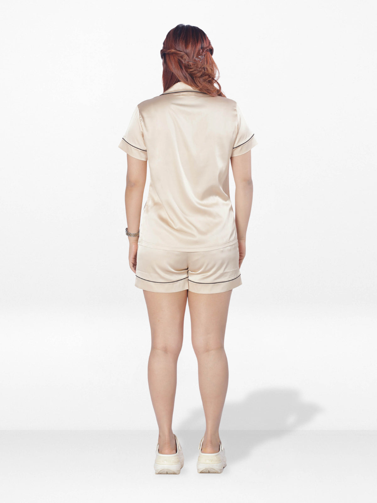 Women's Satin Notch collar Short Sleepwear Set |Satin Fabric