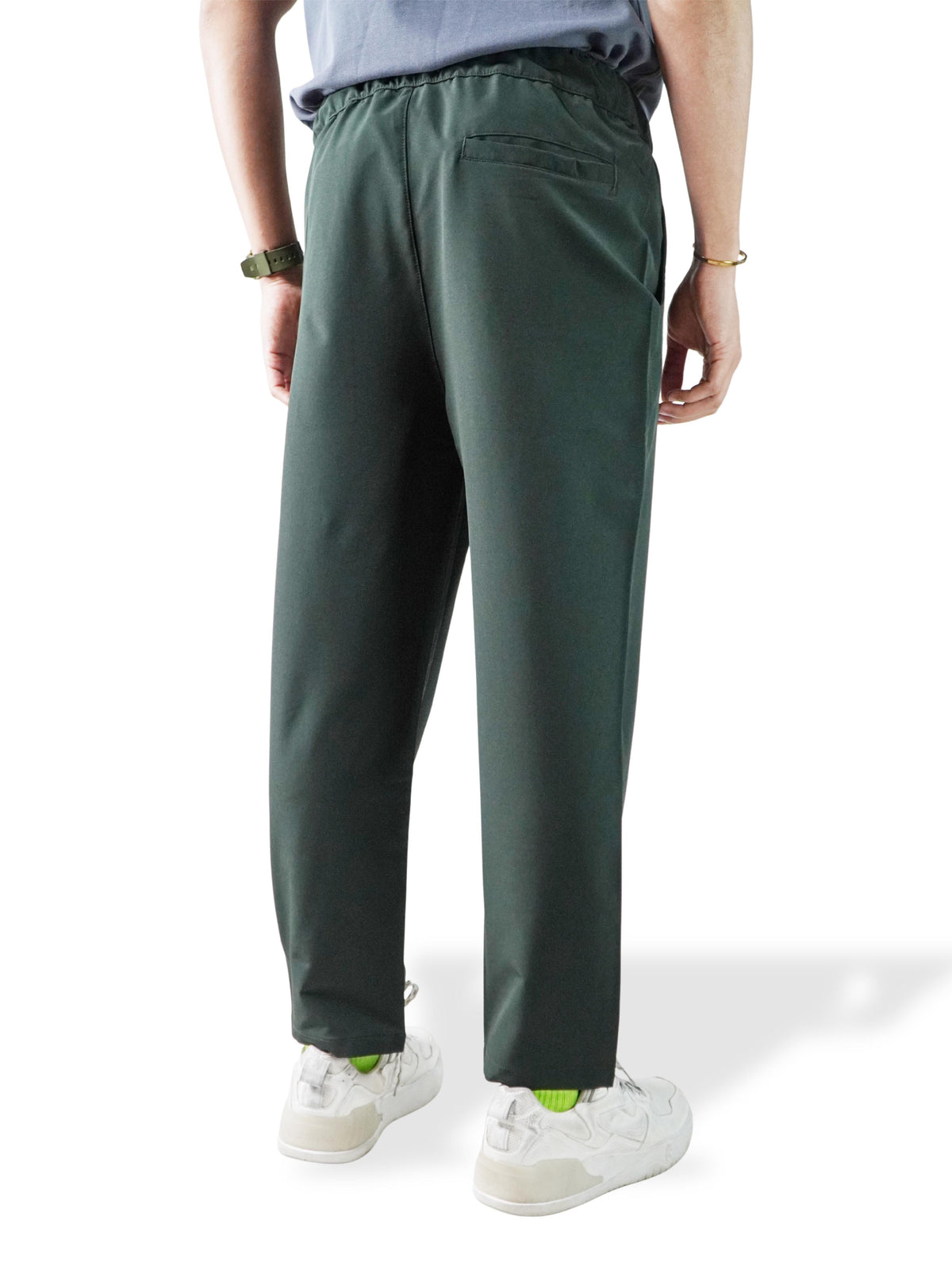 Men’s Relaxed Fit Trousers – Elastic Waist with Drawstring, Casual Pants with Fake Fly & Side Pockets ,Comfortable Everyday Wear