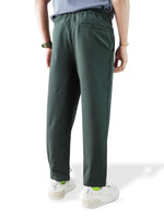 Men’s Relaxed Fit Trousers – Elastic Waist with Drawstring, Casual Pants with Fake Fly & Side Pockets ,Comfortable Everyday Wear
