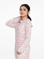 Women's Henley Long Sleeve Printed Top – Soft &amp; Stretchy Rib Knit Casual T-Shirt