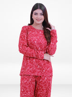 Women’s Crew Neck Collar Sleepwear Set – Long- Sleeve All Over Print Pajama Top &amp; Shorts | Soft, Lightweight &amp; Comfortable Nightwear