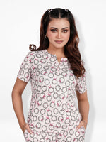 Women’s Henley Short Sleeve Pajama Top | Printed Sleepwear Shirt | Soft Stretch Yummy Rib Fabric | Casual Lounge Top for Women - Blushing Bride