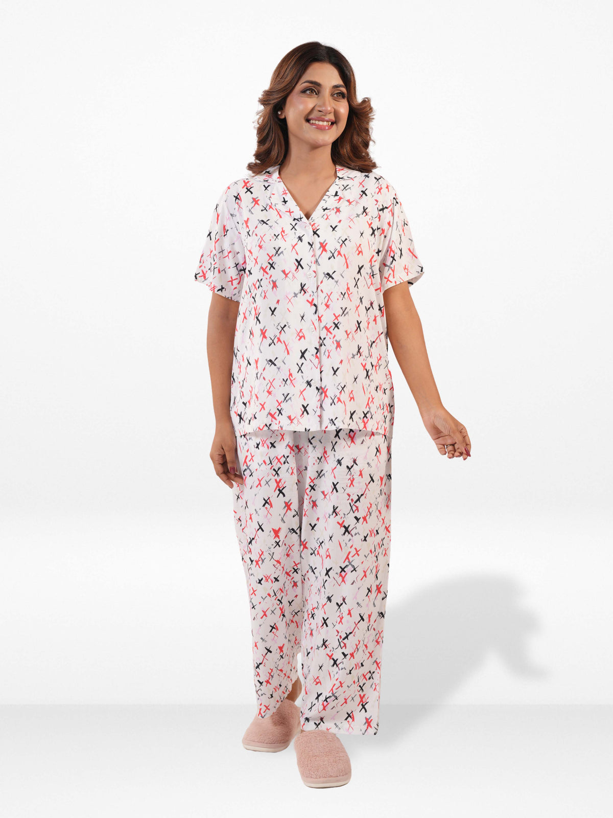 Women's All Over Printed PJ Set – 2 Piece Sleepwear Set | Soft Breathable Nightwear for Women