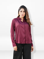 Women’s Long Sleeve Satin Shirt – Spread Collar Button-Down Top | Soft Shiny Formal & Casual Wear