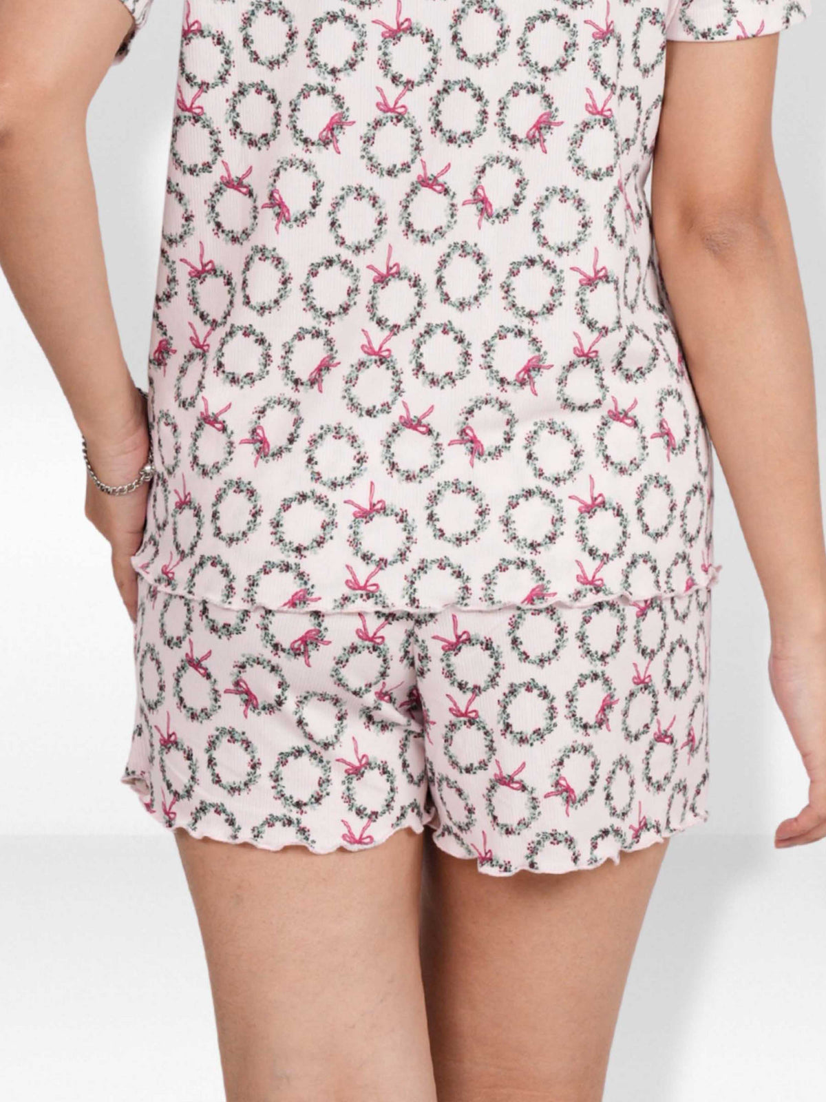 Women’s Pajama Shorts | Printed Sleepwear Shorts | Soft Stretch Yummy Rib Fabric | Elastic Waist Lounge Shorts for Women - Blushing Bride